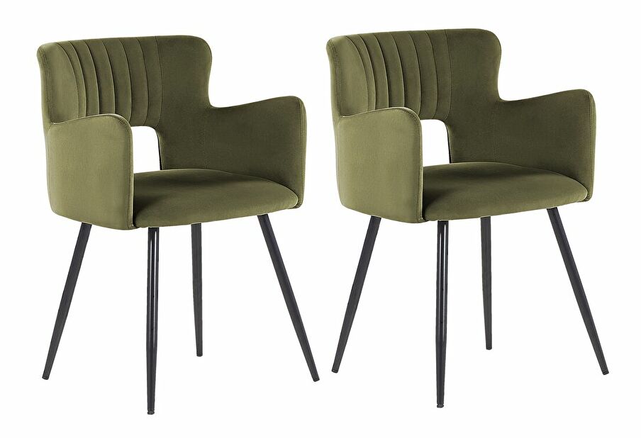 Set 2 buc scaune sufragerie Shelba (verde măslin) 