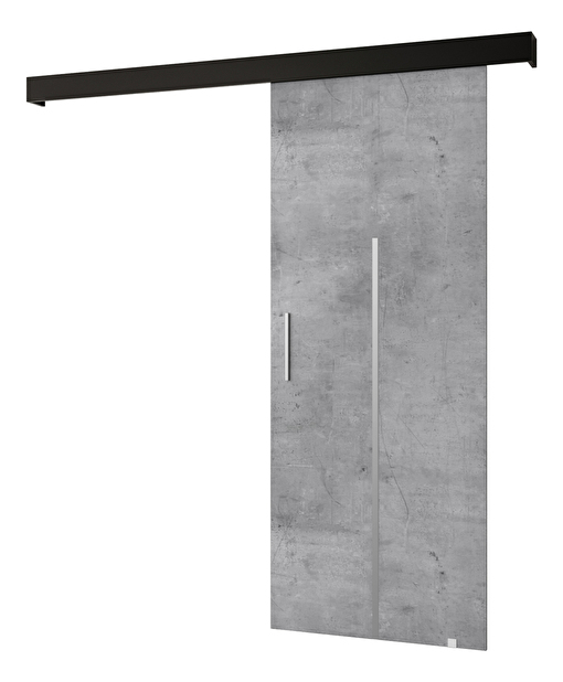 Uși culisante 90 cm Sharlene X (beton + negru mat + argintiu)