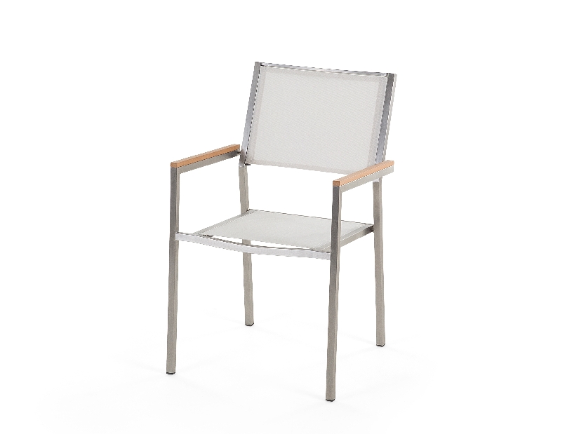 Set de masă pentru grădină Grosso (grafit) (scaune albe) (pentru 8 persoane) (piatră)