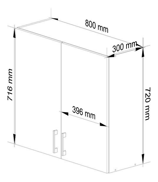 Dulap superior de bucătărie Lula W80 H720 (alb + stejar sonoma)