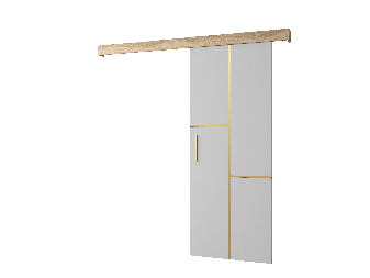 Uși culisante 90 cm Sharlene VII (alb mat + stejar sonoma + auriu)