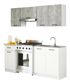 Set de bucătărie 180 cm Ozara (beton + Alb)