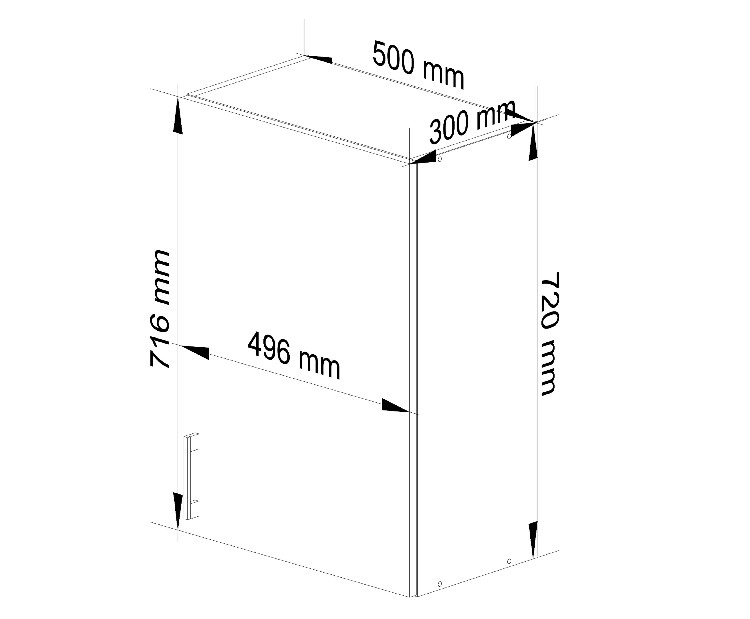Dulap superior de bucătărie Lula W50 720 (alb + stejar sonoma)