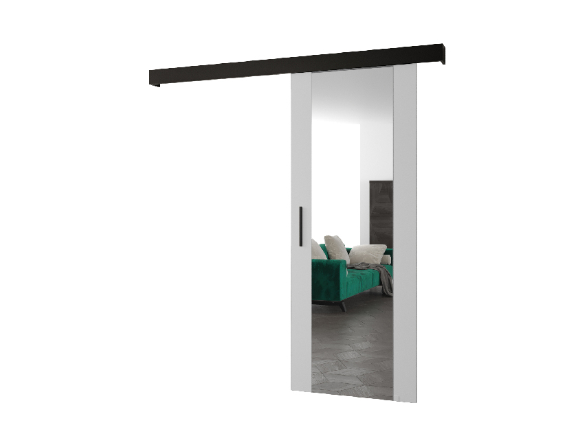 Uși culisante 90 cm Sharlene II (alb mat + negru mat + negru) (cu oglindă)