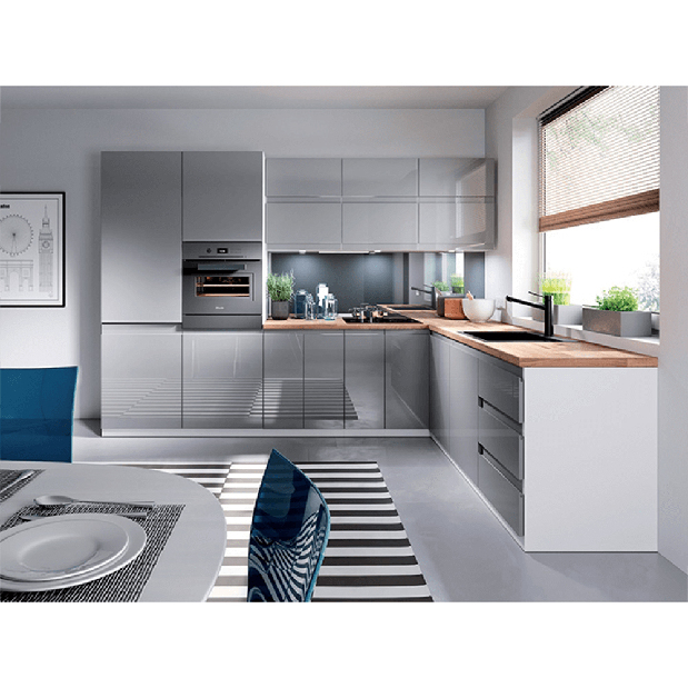 Dulap de bucătărie pentru frigider încorporat D60ZL Aurellia (alb + gri lucios) (D)