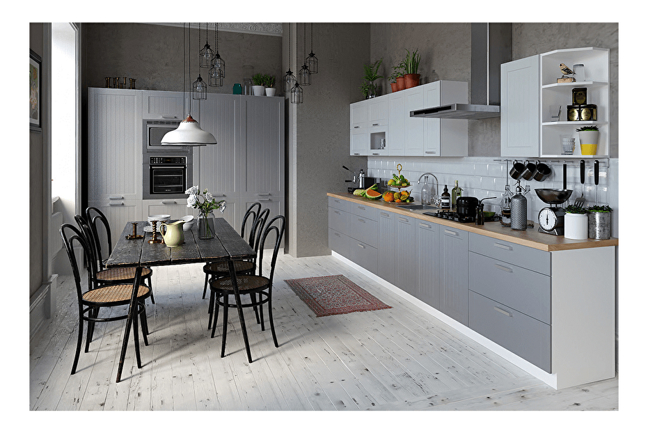 Dulap inferior de bucătărie, de colț Janne Typ 62 (gri deschis + alb)