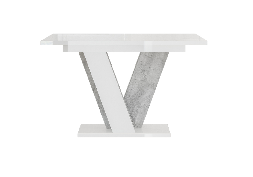 Masă de sufragerie Venag (alb lucios + piatră) (pentru 4 până la 6 persoane)