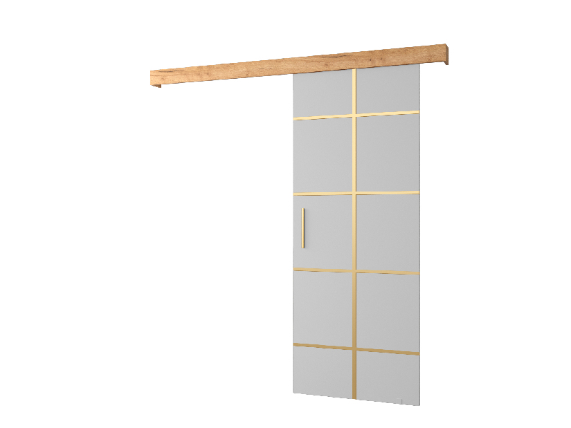 Uși culisante 90 cm Sharlene III (alb mat + craft auriu + auriu)