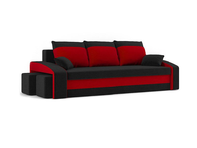 Canapea Hamida (negru + roșu) (cu taburete) 
