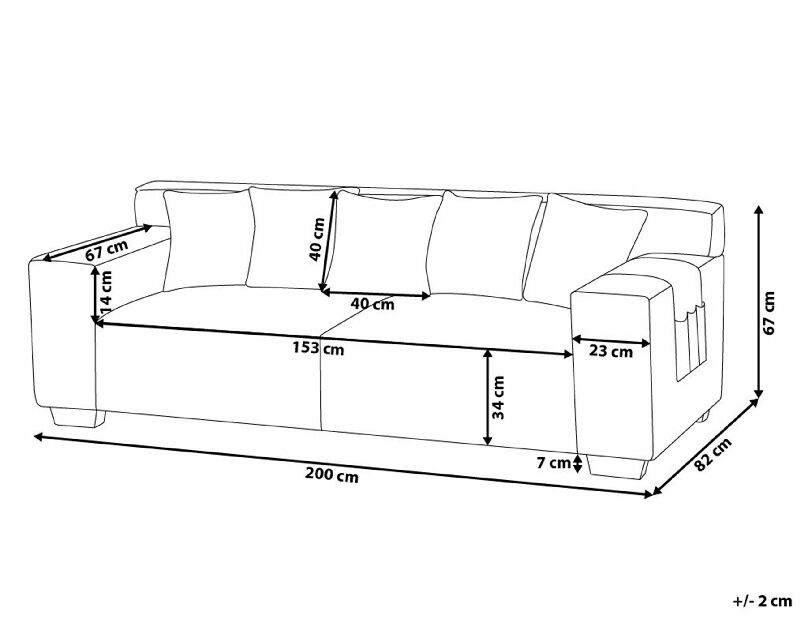 Canapea trei locuri VASAN (gri deschis)
