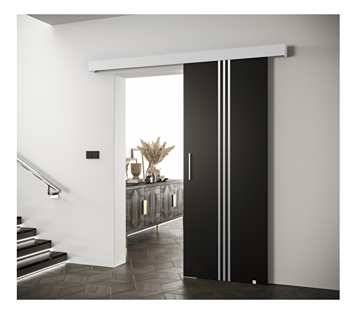 Uși culisante 90 cm Sharlene V (negru mat + alb mat + argintiu)