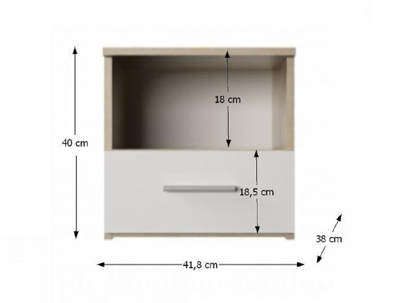 Dormitor (pat 180x200 cm, 2 buc Noptieră, Dulap) Gabreola (Stejar sonoma + alb)