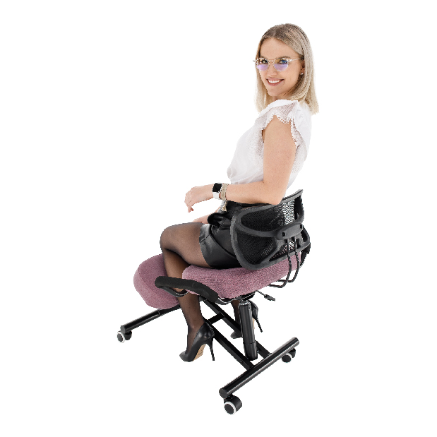 Fotoliu ergonomic de birou Rusu (roz + negru)