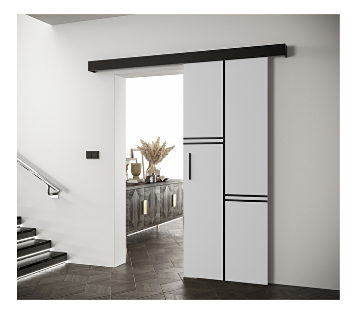 Uși culisante 90 cm Sharlene VIII (alb mat + negru mat + negru)