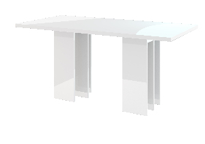 Masă de sufragerie Marabo (alb lucios) (pentru 6 persoane)