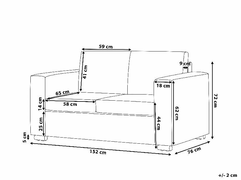Canapea 2 locuri din piele Heinola (alb) 