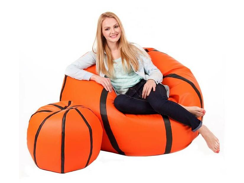 Set fotolii puf Basketbal XXXL + L (portocaliu + negru)