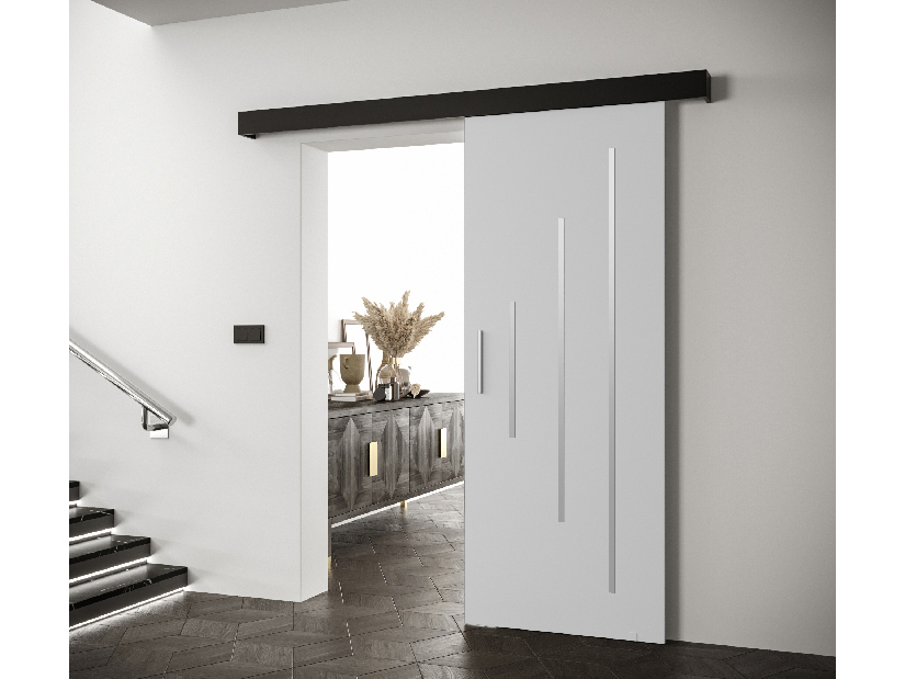 Uși culisante 90 cm Sharlene Y (alb mat + negru mat + argintiu)