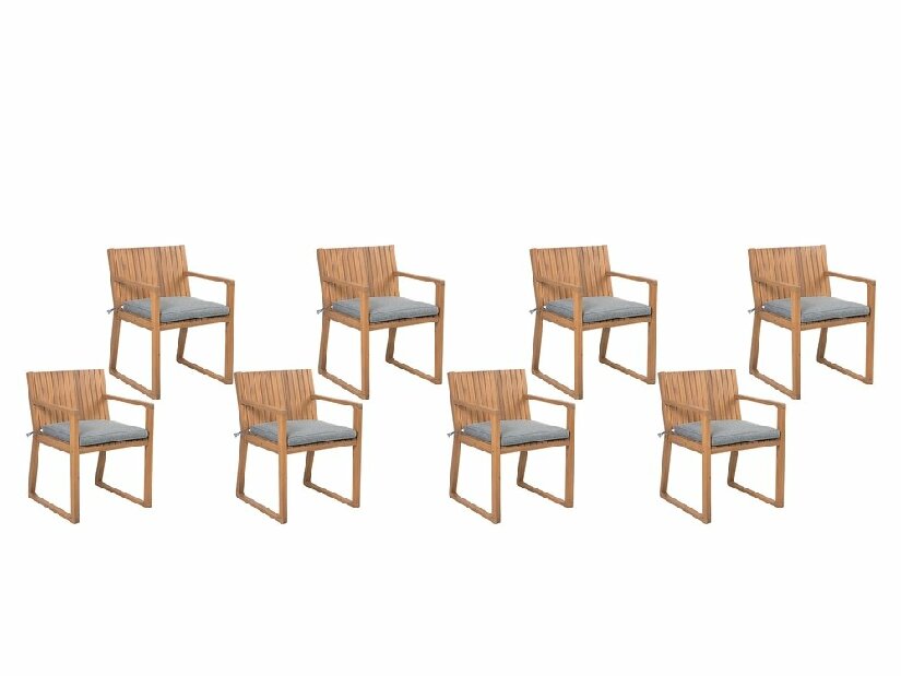 Set scaune 8 buc. Sasan (maro deschis) (cu perne gri)