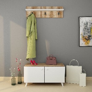 Set mobilier pentru hol Gardi (Stejar + Alb)