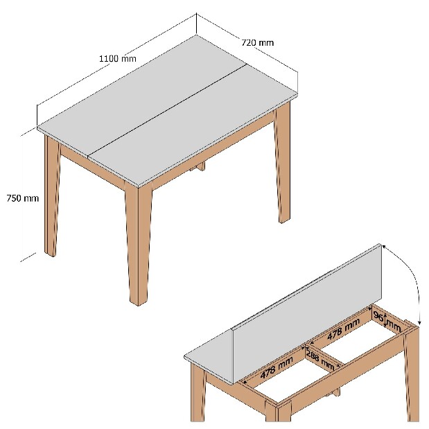 Masă sufragerie (pentru 4 persoane) Kika (Alb + stejar)