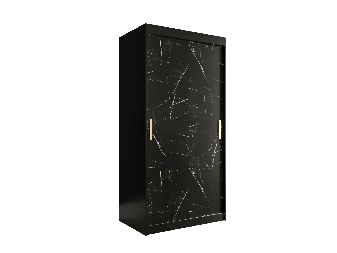 Dulap de haine 100 cm Marbelo T (mat negru + marmură neagră)