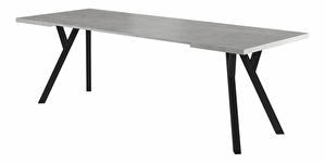 Masă de sufragerie extensibilă 90-240 cm Marion (beton + negru) (pentru 8 și mai multe persoane)