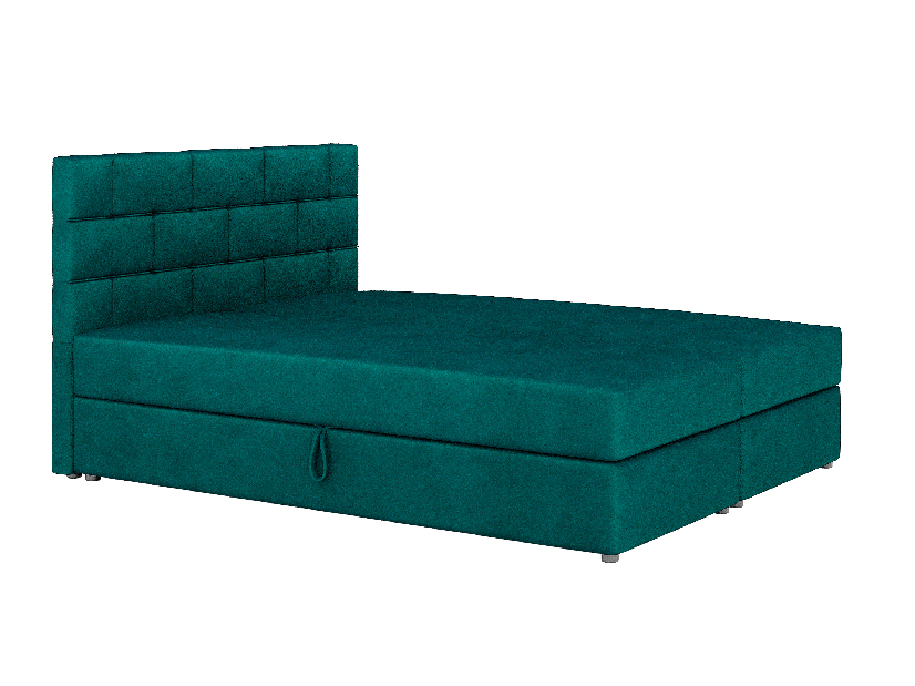 Pat matrimonial Boxspring 160x200 cm Waller Comfort (verde închis) (cu somieră și saltea)
