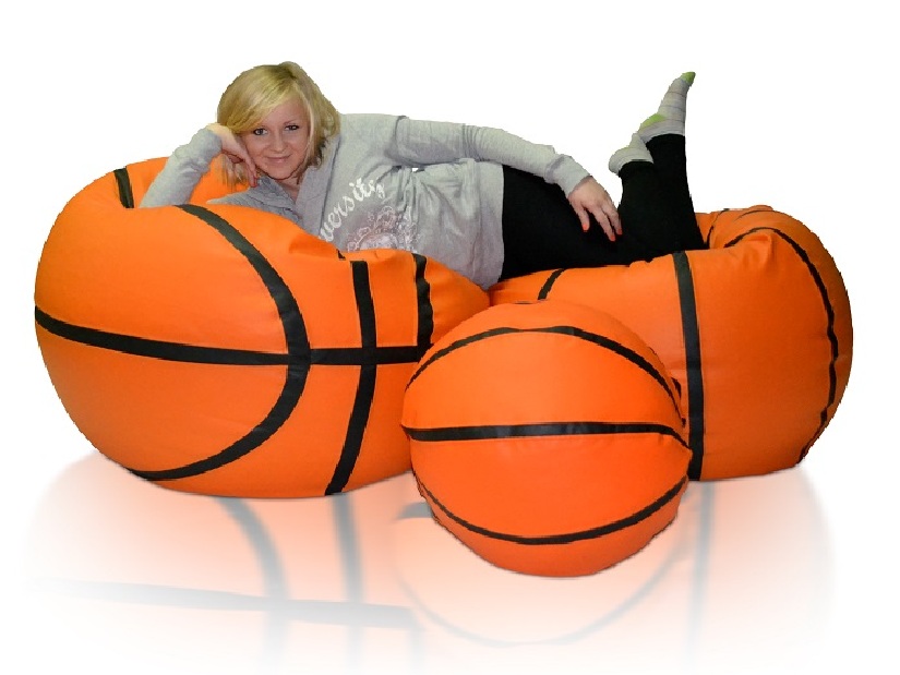 Set fotolii puf Basketbal XXXL + XXL + L (portocaliu + negru)
