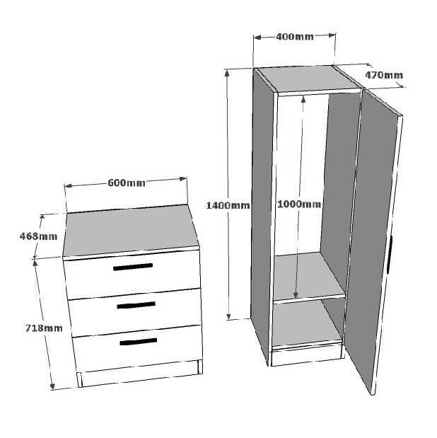 Set mobilier pentru hol Cicci (Pin atlantic + Alb)