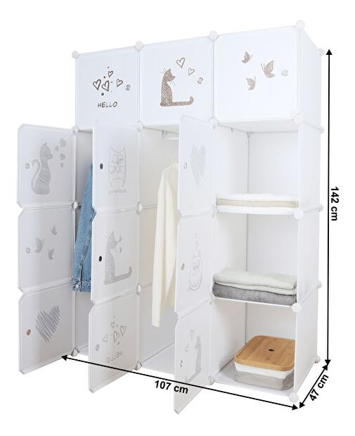 Dulap modular pentru copii Atlas (alb + maro) *resigilate