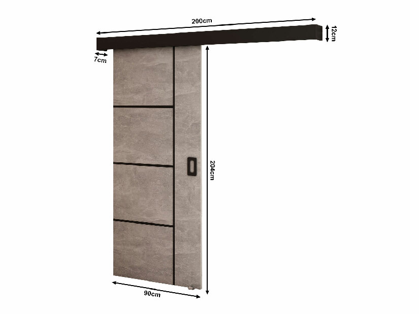 Uși culisante 90 cm Bethany IV (beton + negru mat)