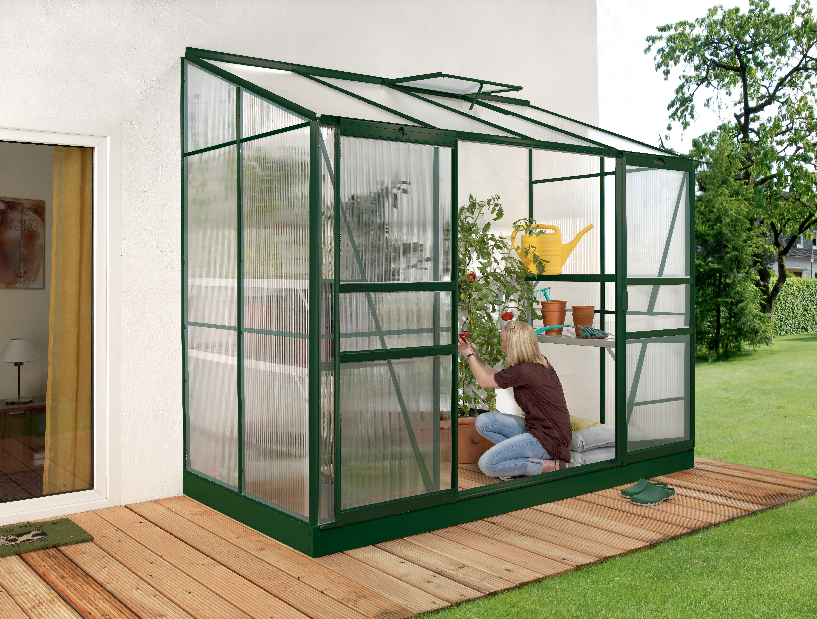 Lean to Greenhouse IDA 3300 (sticlă + verde)