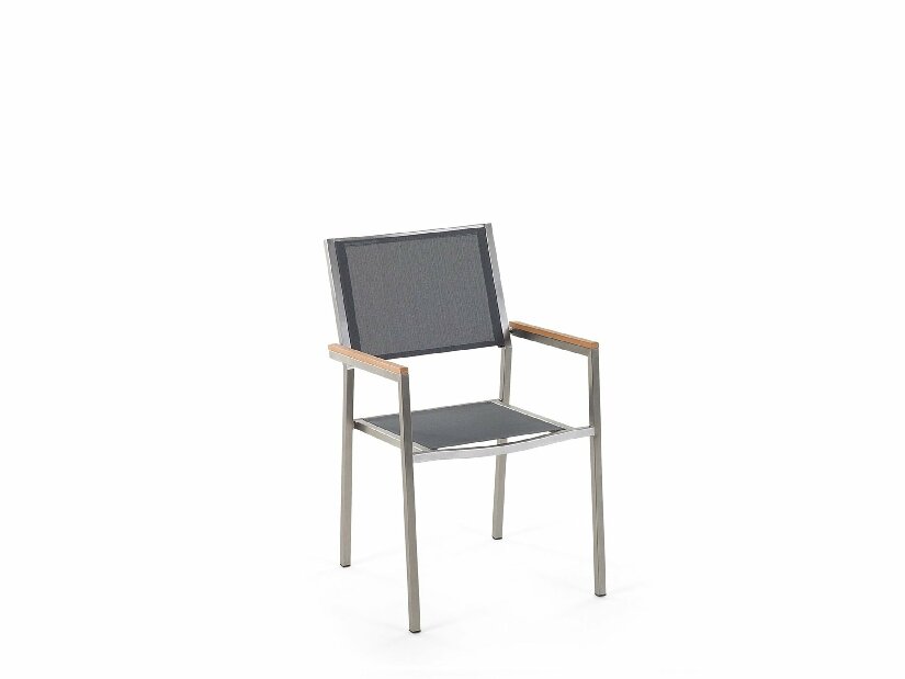 Set de masă pentru grădină Grosso (transparent) (blat din sticlă 180x90 cm) (scaune gri)