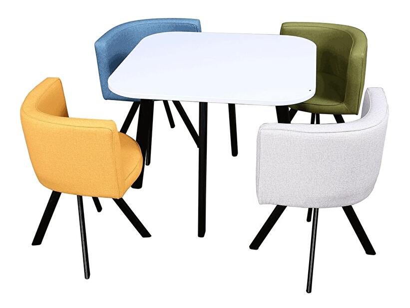 Set masă scaune pentru sufragerie Brianite (pentru 4 persoane) (alb + mix culori)