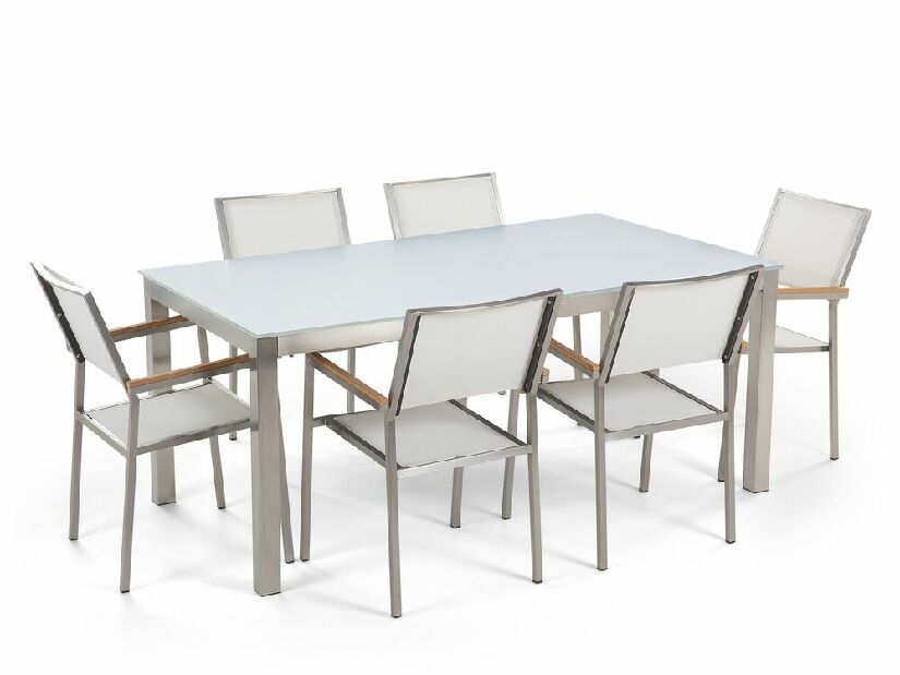 Set de masă pentru grădină Grosso (alb) (scaune albe)