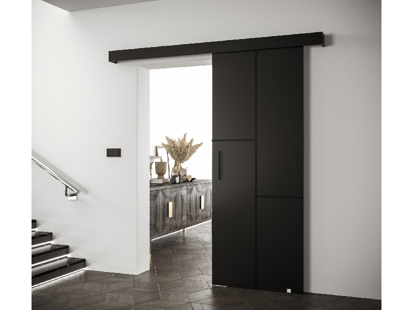 Uși culisante 90 cm Sharlene VII (negru mat + negru mat + negru)
