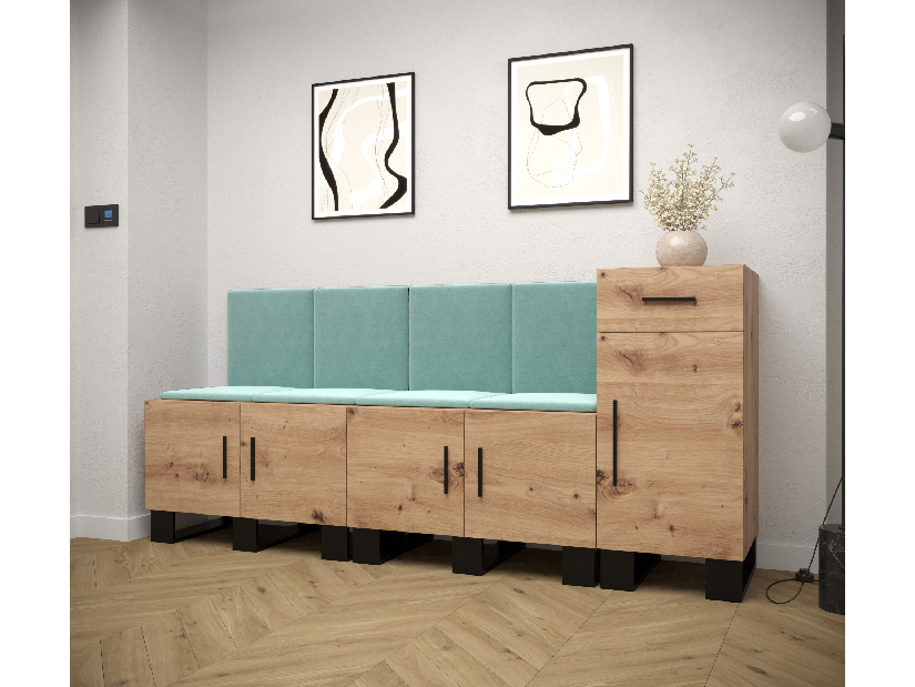 Set mobilier pentru hol Amanda 17 (Stejar artisan + verde)