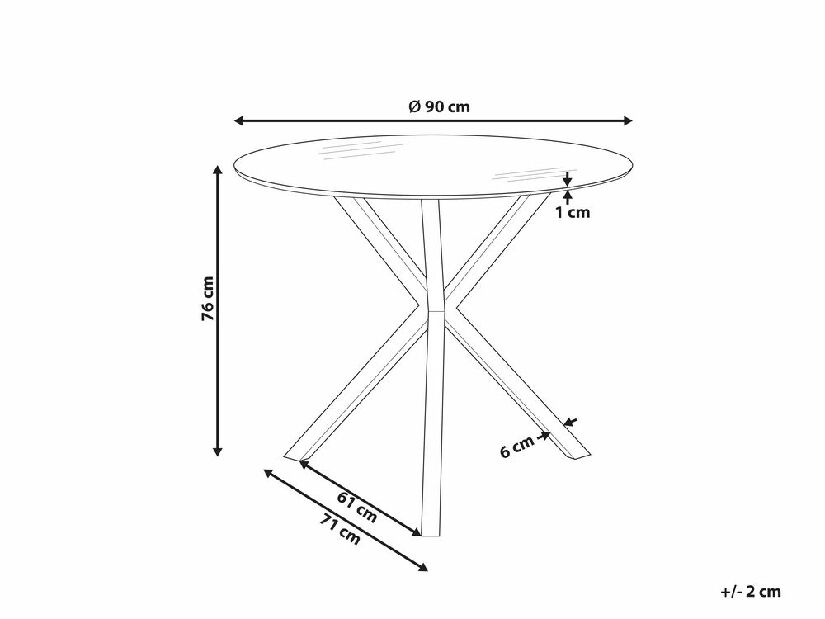 Masă de sufragerie rotundă Sharity (auriu) (pentru 4 persoane)