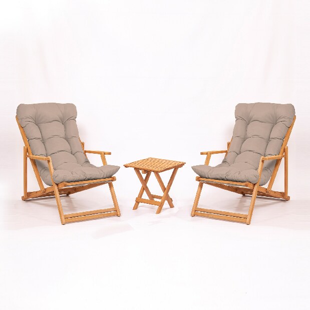Set masă scaune de grădină (3 buc) Minnie (maro + natural)
