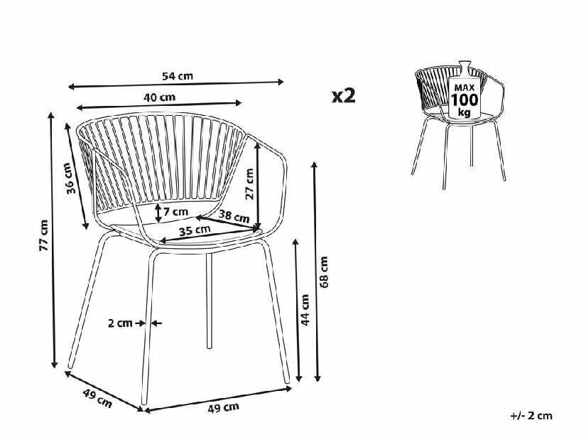 Set 2 buc. scaune de sufragerie RAGOR (argintiu)