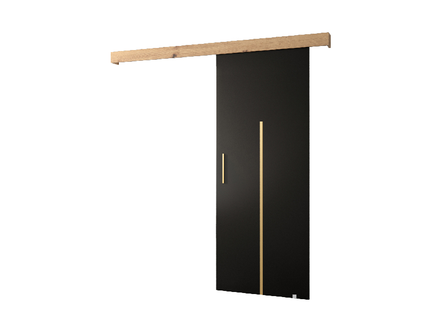 Uși culisante 90 cm Sharlene X (negru mat + stejar artisan + auriu)