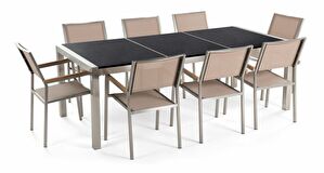 Set de masă pentru grădină Grosso (bej) (scaune bej) (pentru 8 persoane) (piatră)