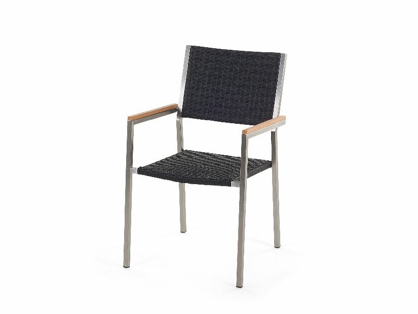 Set de masă pentru grădină Grosso (negru) (scaune din ratan) (pentru 8 persoane) (piatră)
