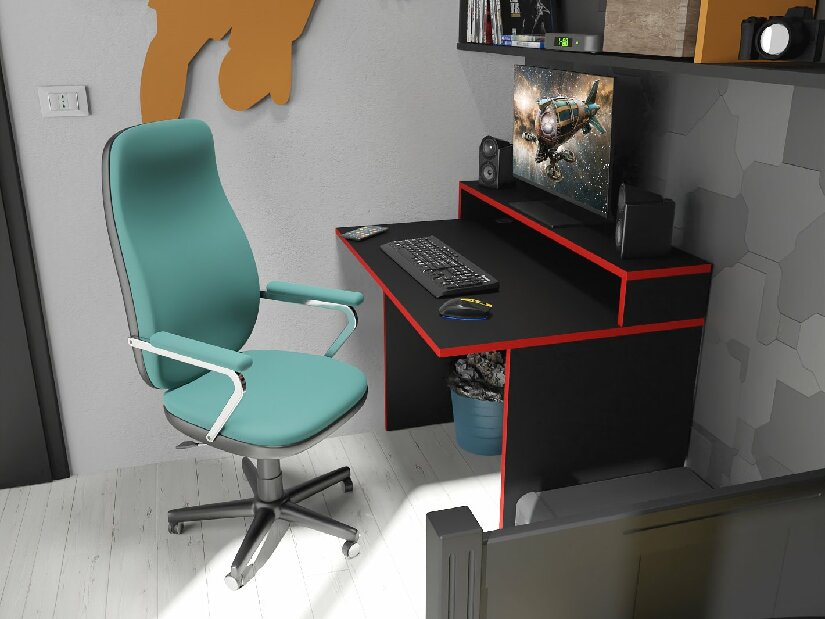 Masă PC gaming Adapt (Negru + Roșu) (fără iluminat)