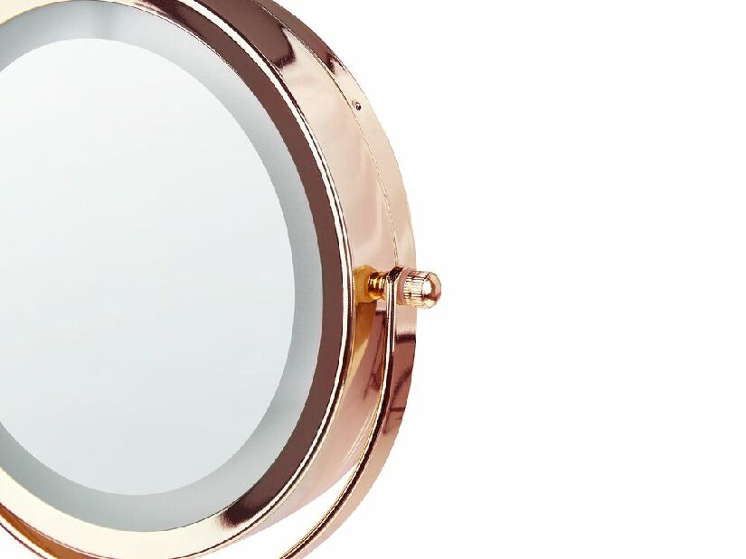 Oglindă machiaj Shevaun (roz auriu) (cu iluminat LED)