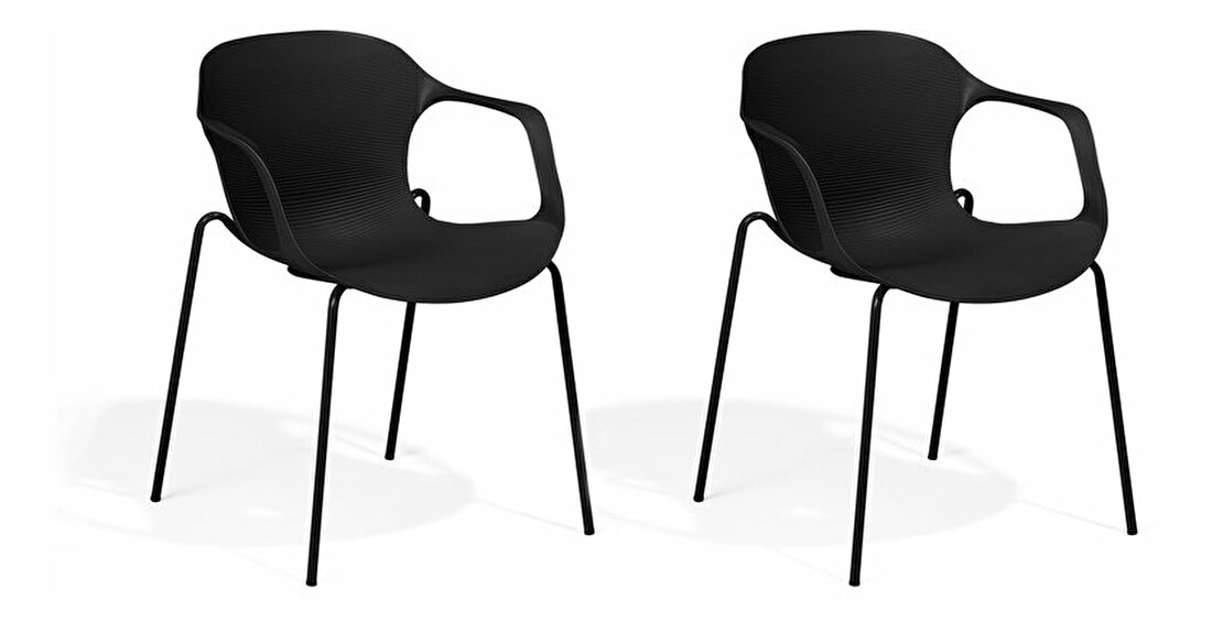 Set 2 buc. scaune pentru sufragerie Elbasan (negru)