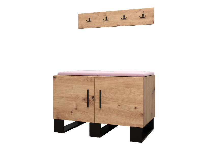 Set mobilier pentru hol Amanda 21 (Stejar artisan + roz)