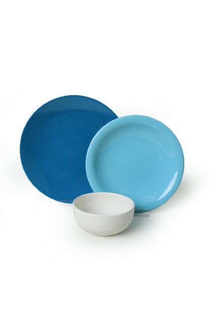 Serviciu de masă (18 buc.) Colours (Albastru + Alb)