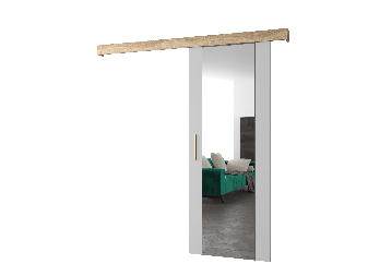 Uși culisante 90 cm Sharlene II (alb mat + stejar sonoma + auriu) (cu oglindă)